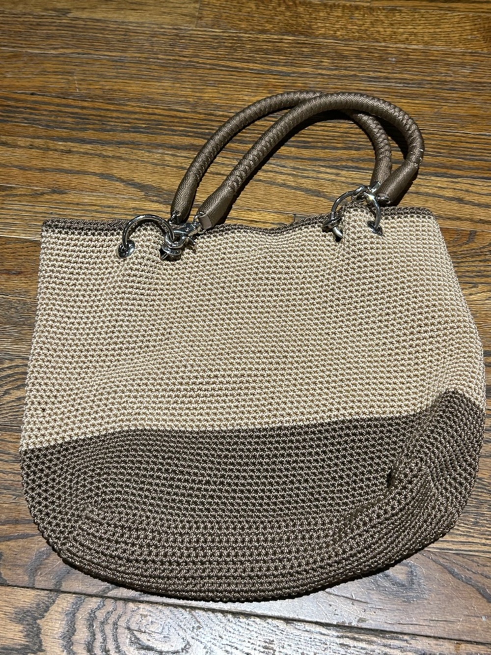 The Sak Two-Tone Woven Tote in Beige & Brown - Picture 5 of 9